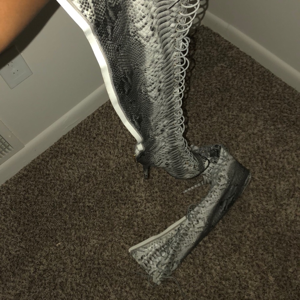 Python thigh high boots